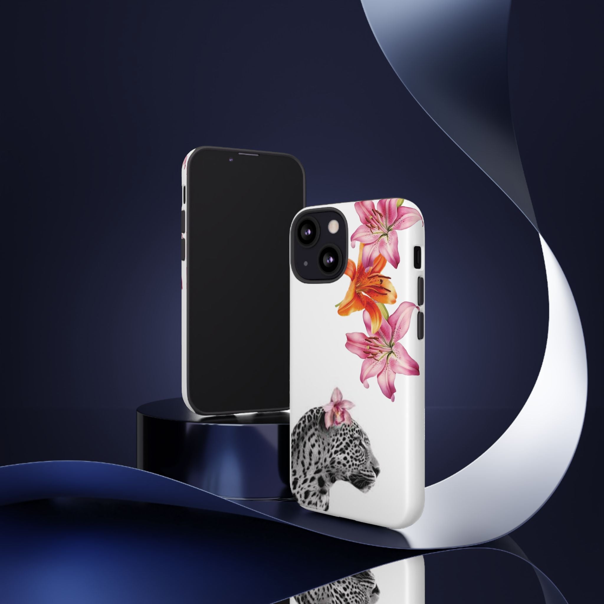 Floral Leopard Phone Case — Pink Lily Animal Print Protective Cover