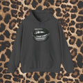 Graphic Lip Print Hoodie — Black Mouth Art Pullover