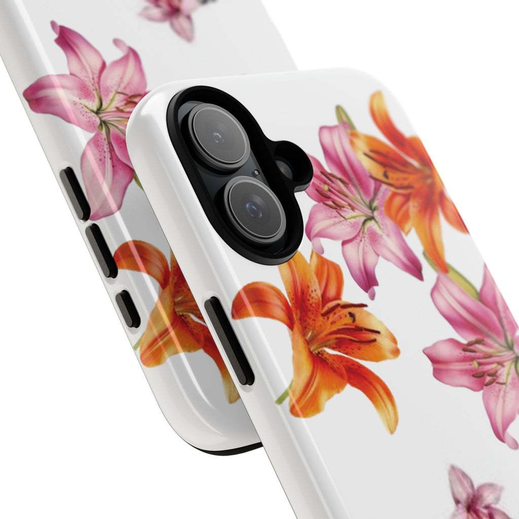 Floral Leopard Phone Case — Pink Lily Animal Print Protective Cover