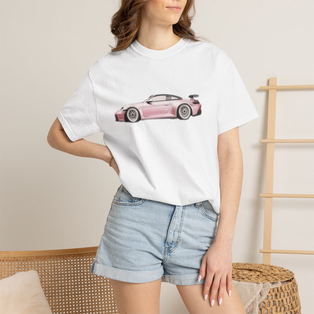 Pink Sports Car T-Shirt — Retro Racer Graphic Tee
