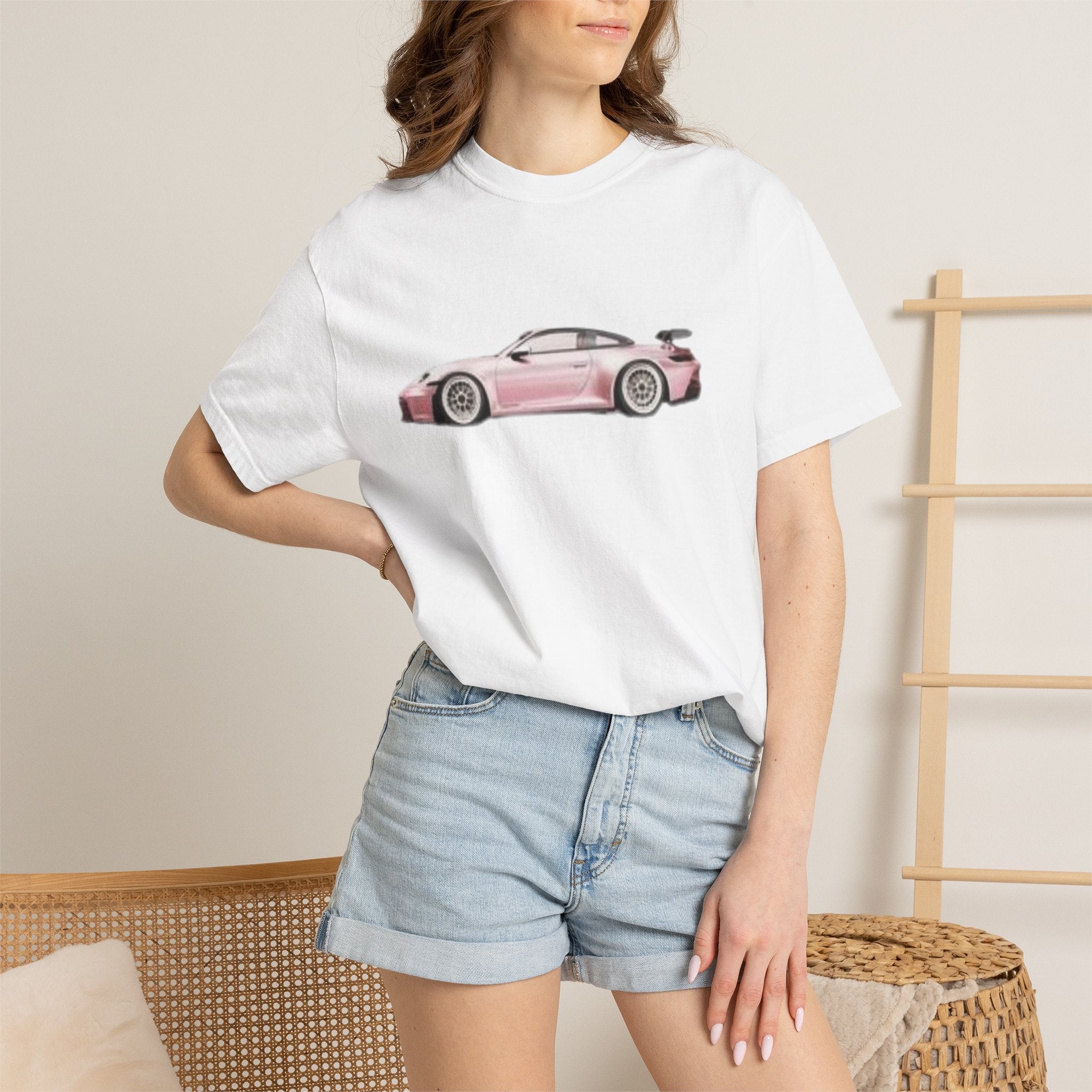 Pink Sports Car T-Shirt — Retro Racer Graphic Tee
