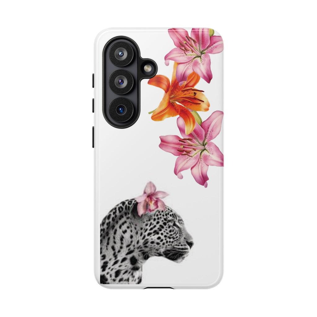 Floral Leopard Phone Case — Pink Lily Animal Print Protective Cover