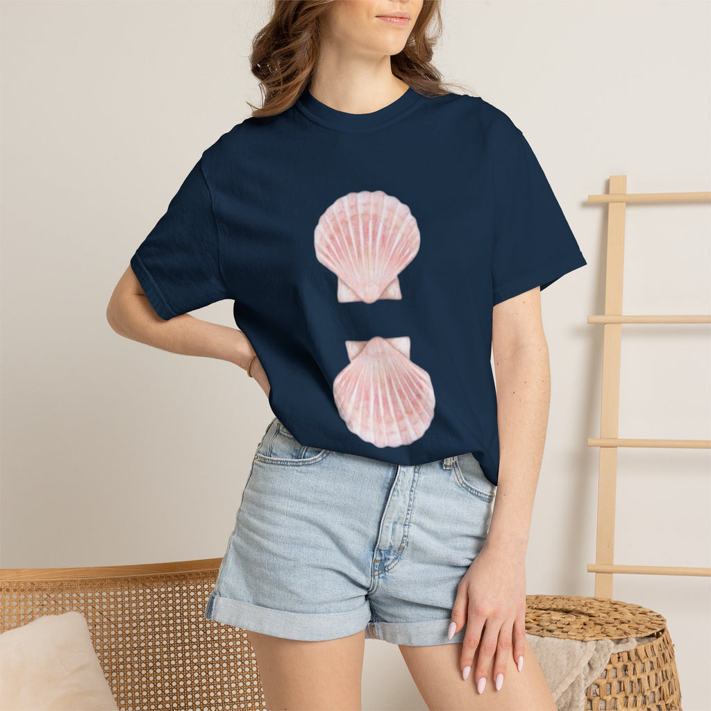 Seashell Mirror Graphic T-Shirt — Pink Shell Beach Tee