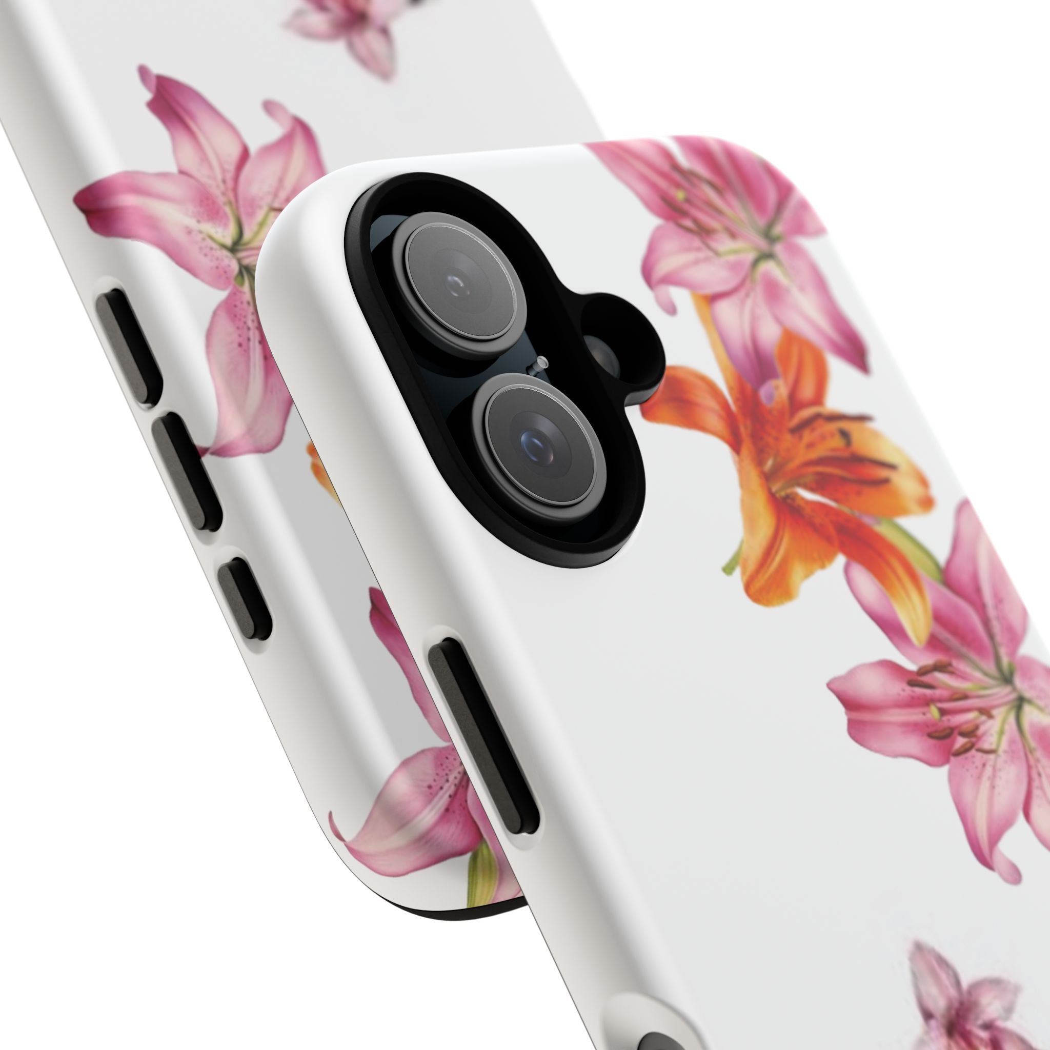 Floral Leopard Phone Case — Pink Lily Animal Print Protective Cover