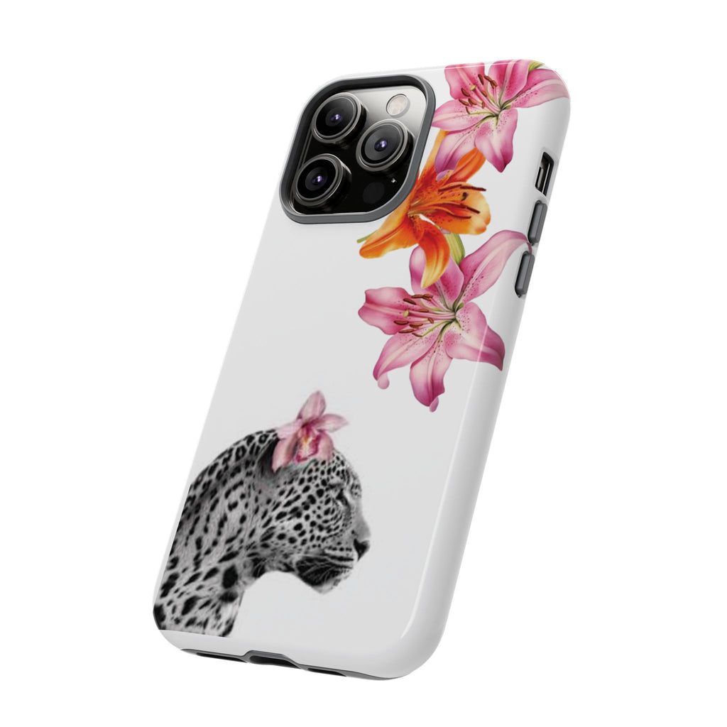 Floral Leopard Phone Case — Pink Lily Animal Print Protective Cover