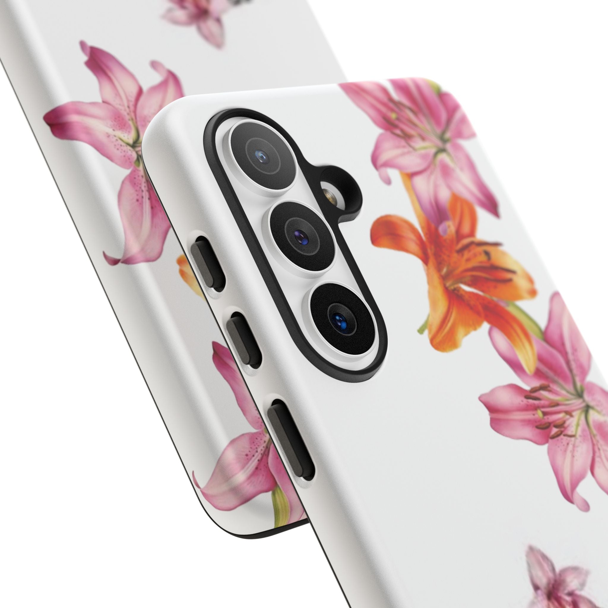 Floral Leopard Phone Case — Pink Lily Animal Print Protective Cover