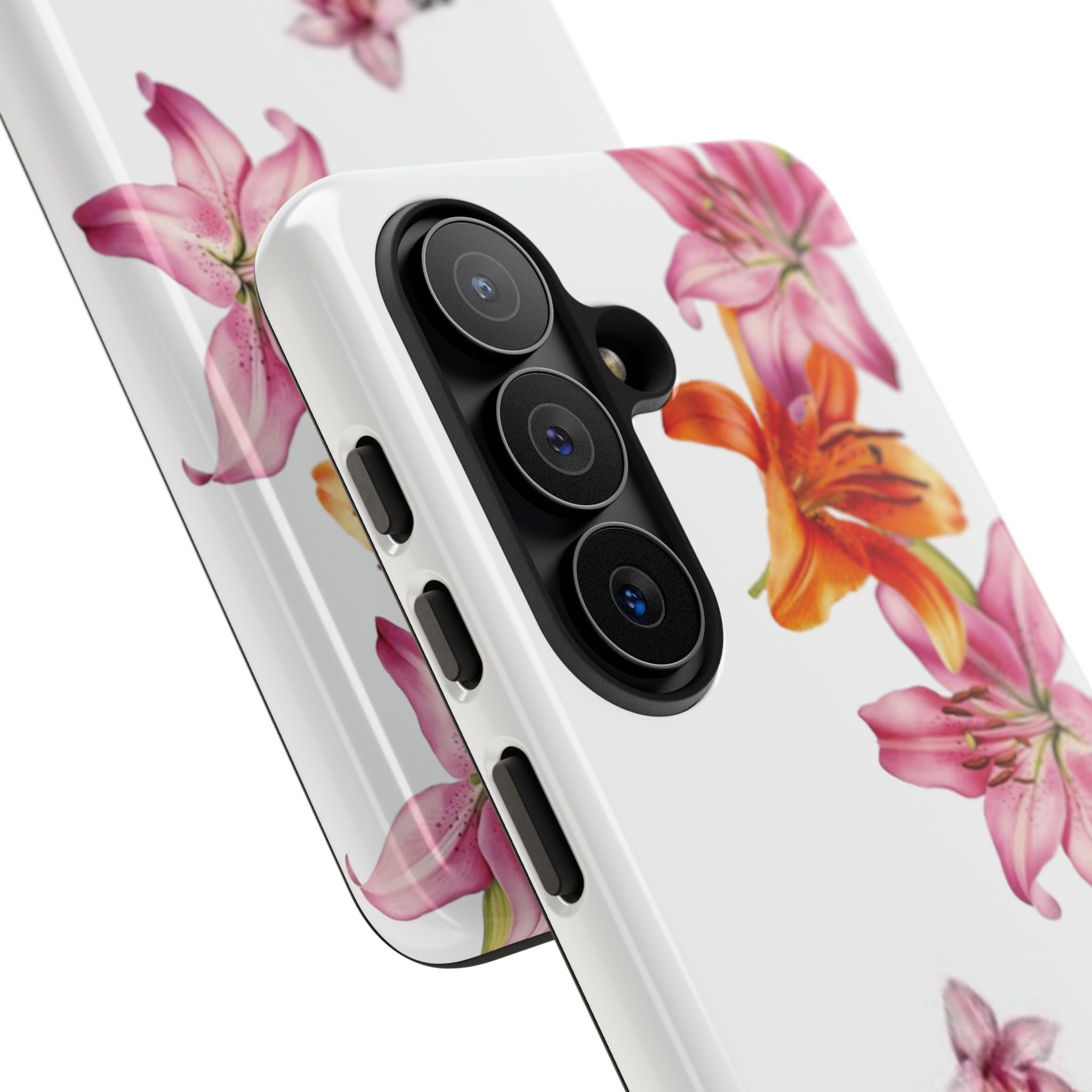 Floral Leopard Phone Case — Pink Lily Animal Print Protective Cover