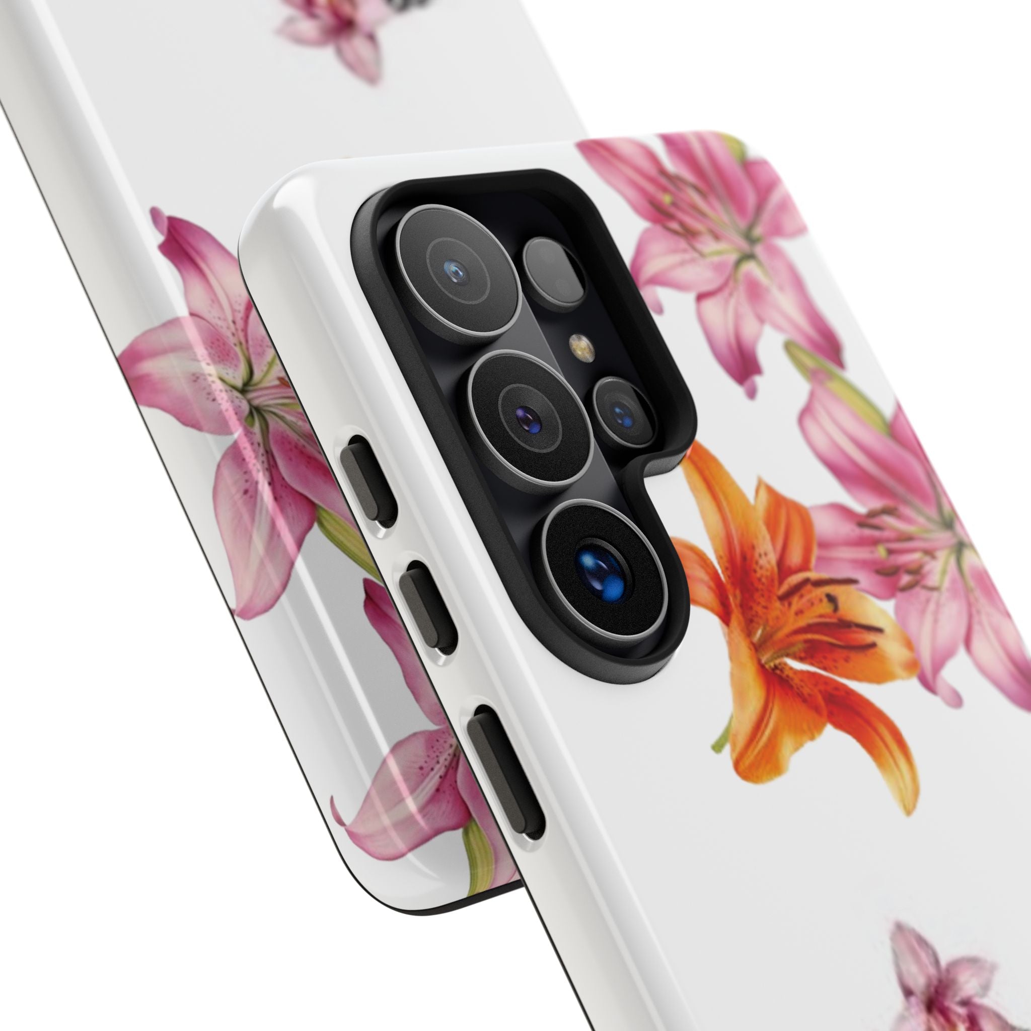 Floral Leopard Phone Case — Pink Lily Animal Print Protective Cover