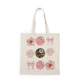 Pink Floral & Leopard 8-Ball Tote Bag — Cute Seashell Bow Canvas Tote