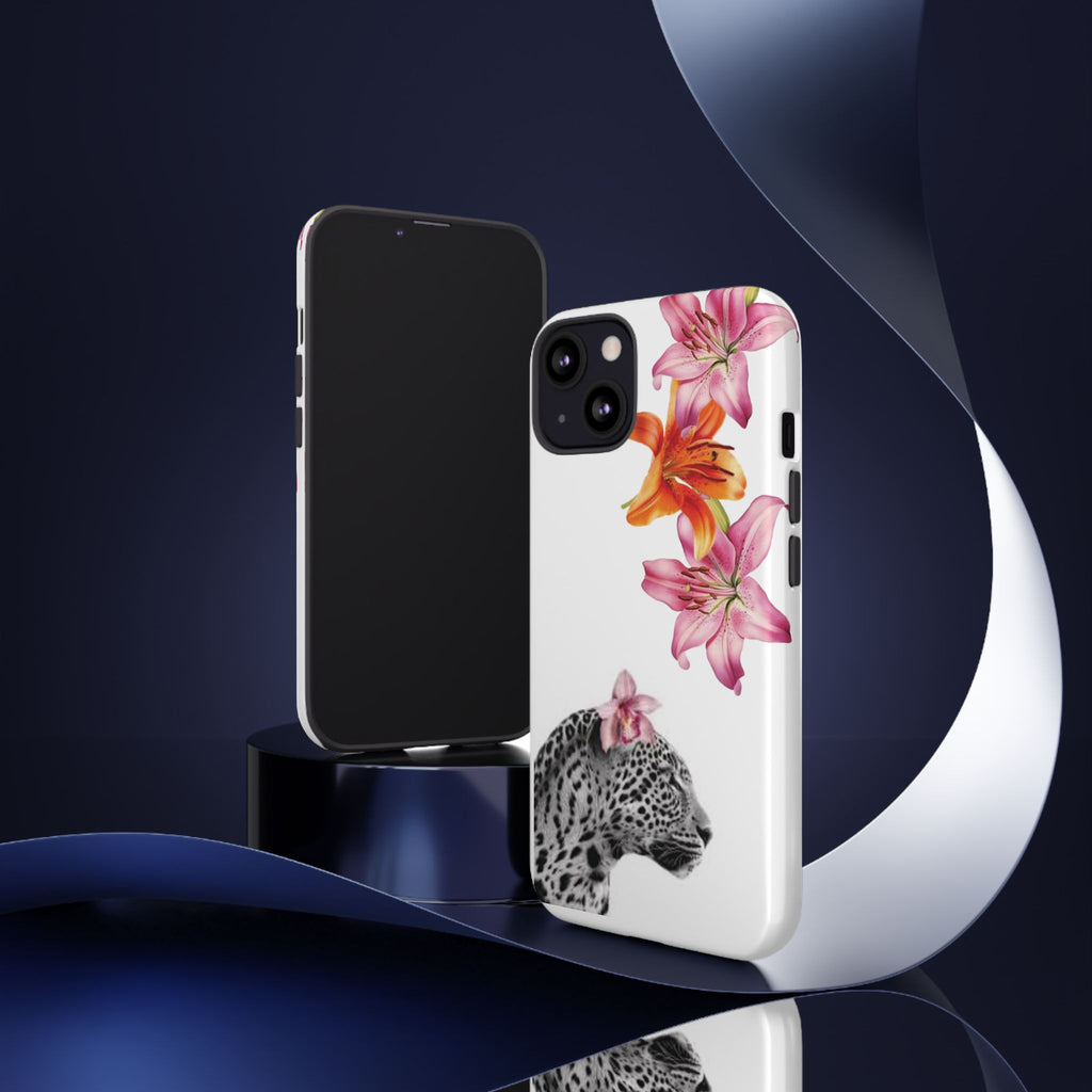 Floral Leopard Phone Case — Pink Lily Animal Print Protective Cover