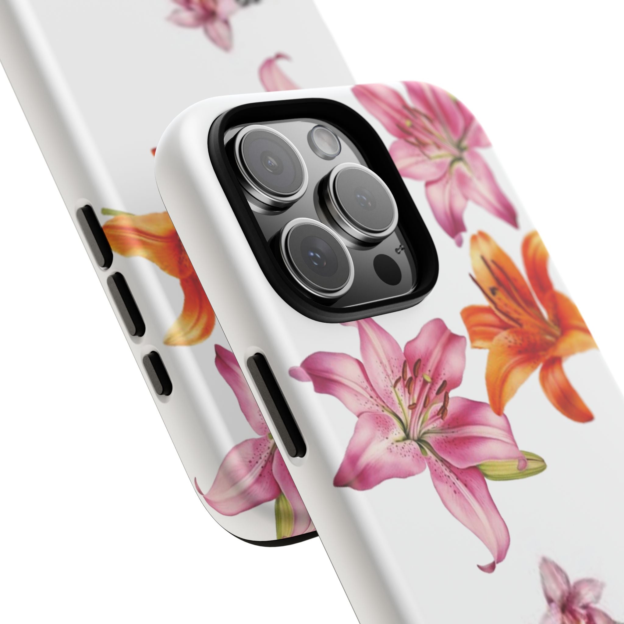 Floral Leopard Phone Case — Pink Lily Animal Print Protective Cover