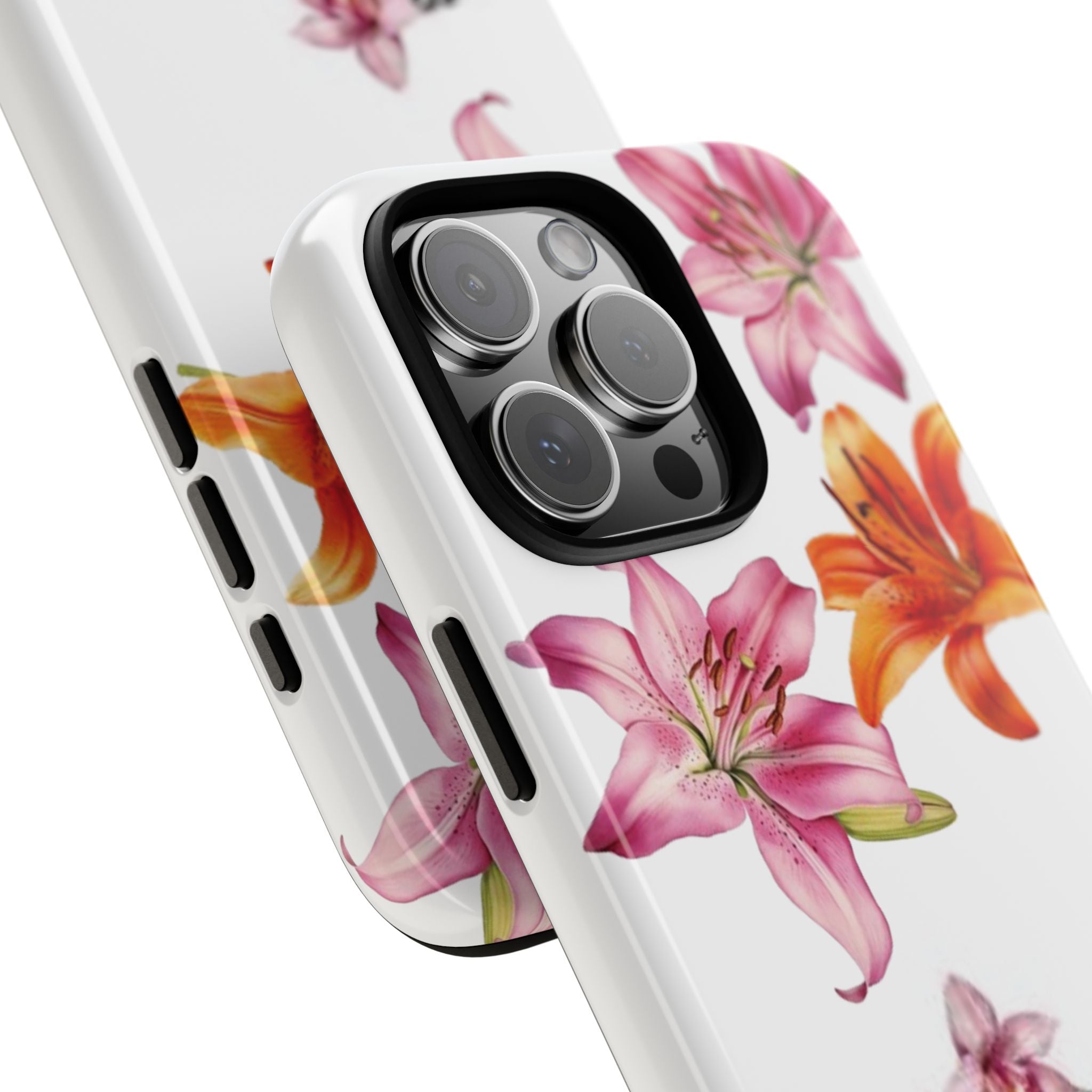 Floral Leopard Phone Case — Pink Lily Animal Print Protective Cover